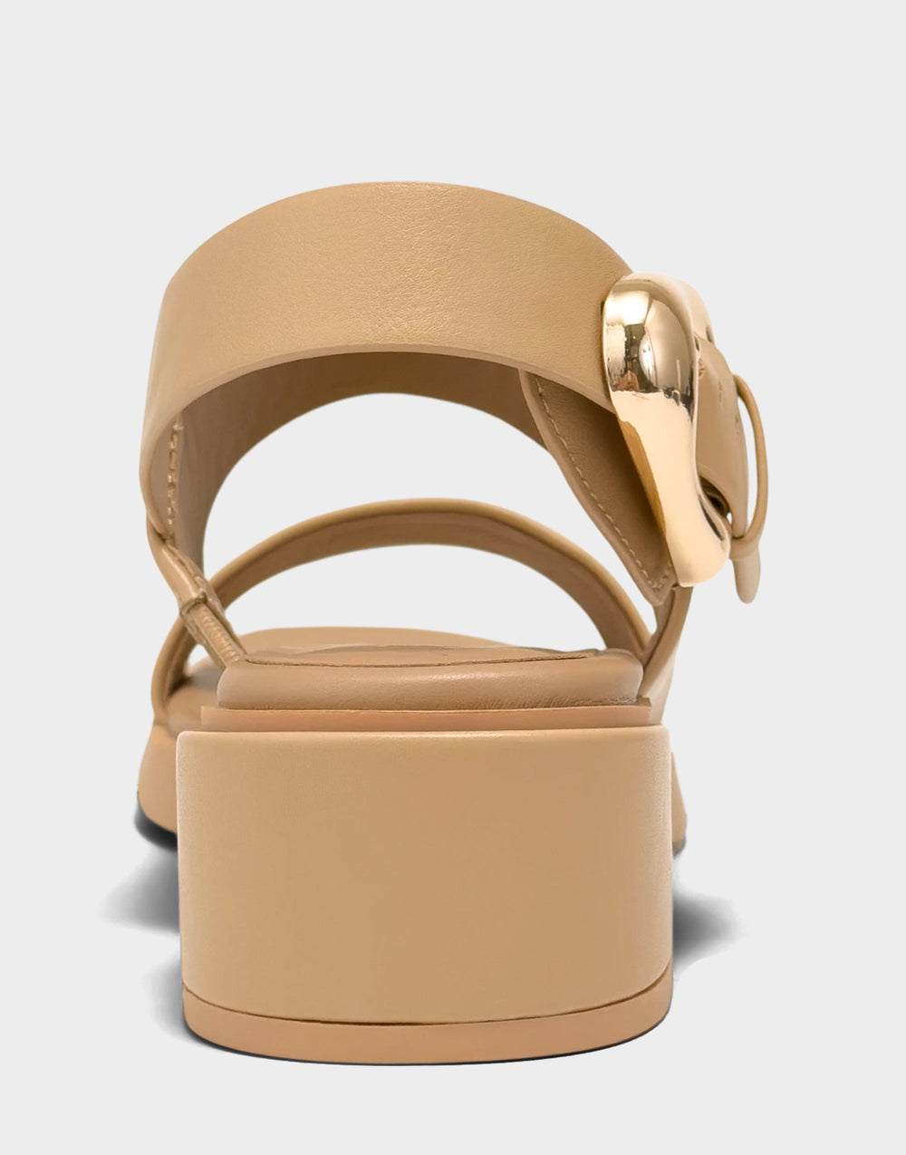 Women's Heeled Sandal in Beige Bisque Faux Soft Leather