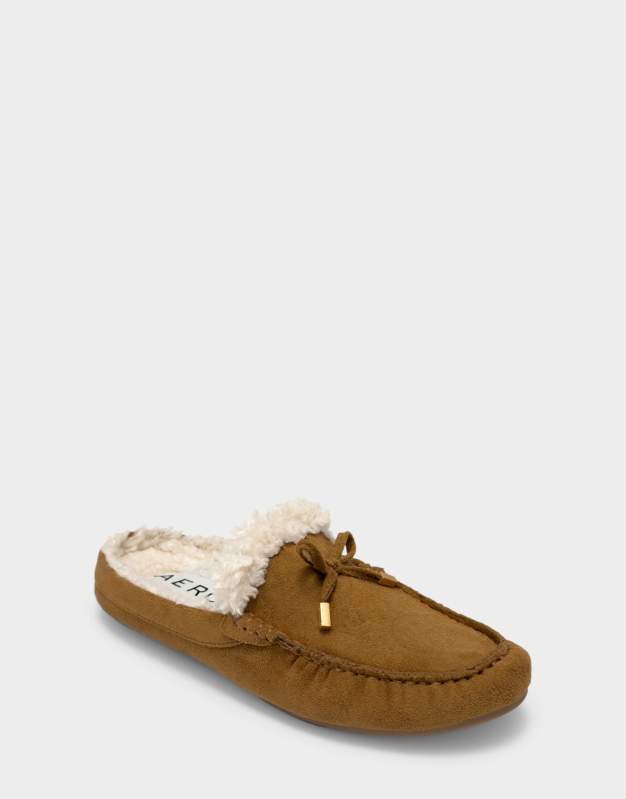 Women's Loafer Mule in Tobacco Faux Suede/Shearling