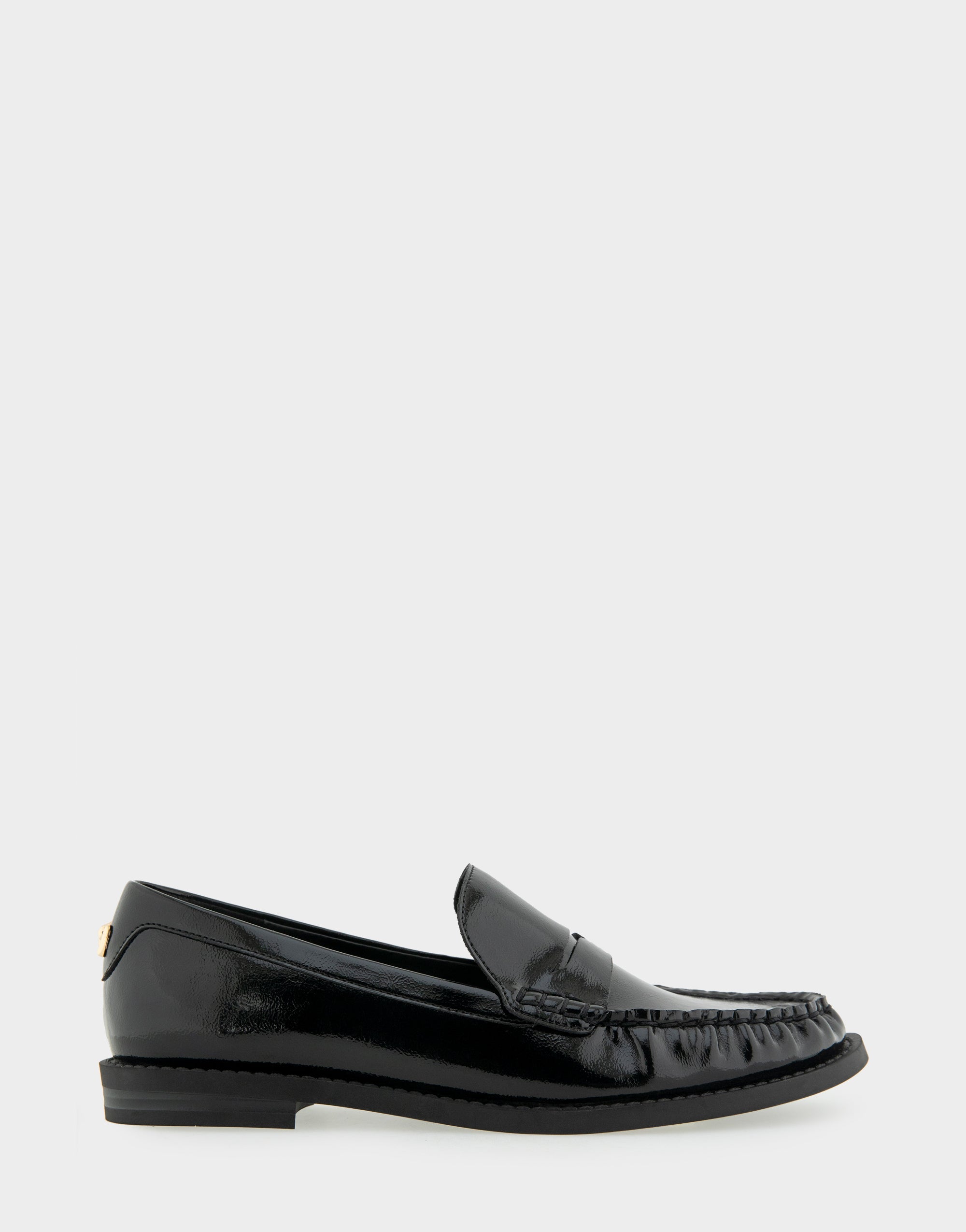 Sienna Black Crinkled Patent Faux Leather Lightweight Flexible Tailored Weejun Loafer