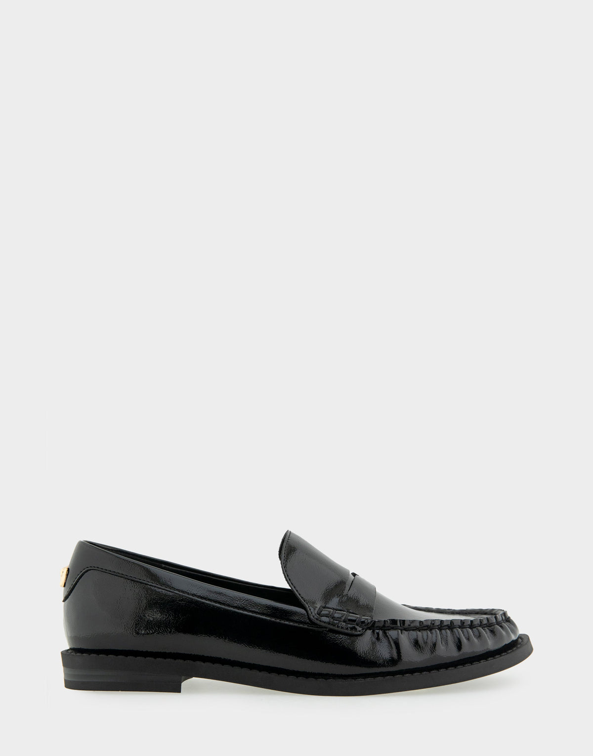 Sienna Black Crinkled Patent Faux Leather Lightweight Flexible Tailored Weejun Loafer