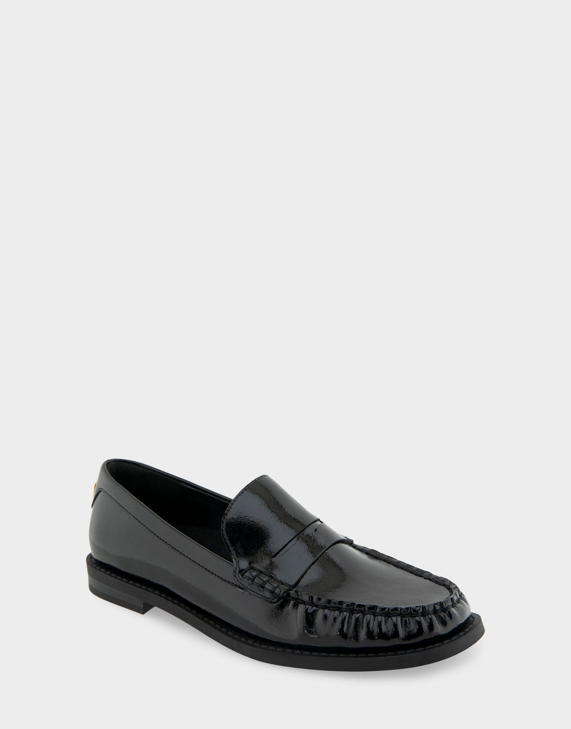 Sienna Black Crinkled Patent Faux Leather Lightweight Flexible Tailored Weejun Loafer