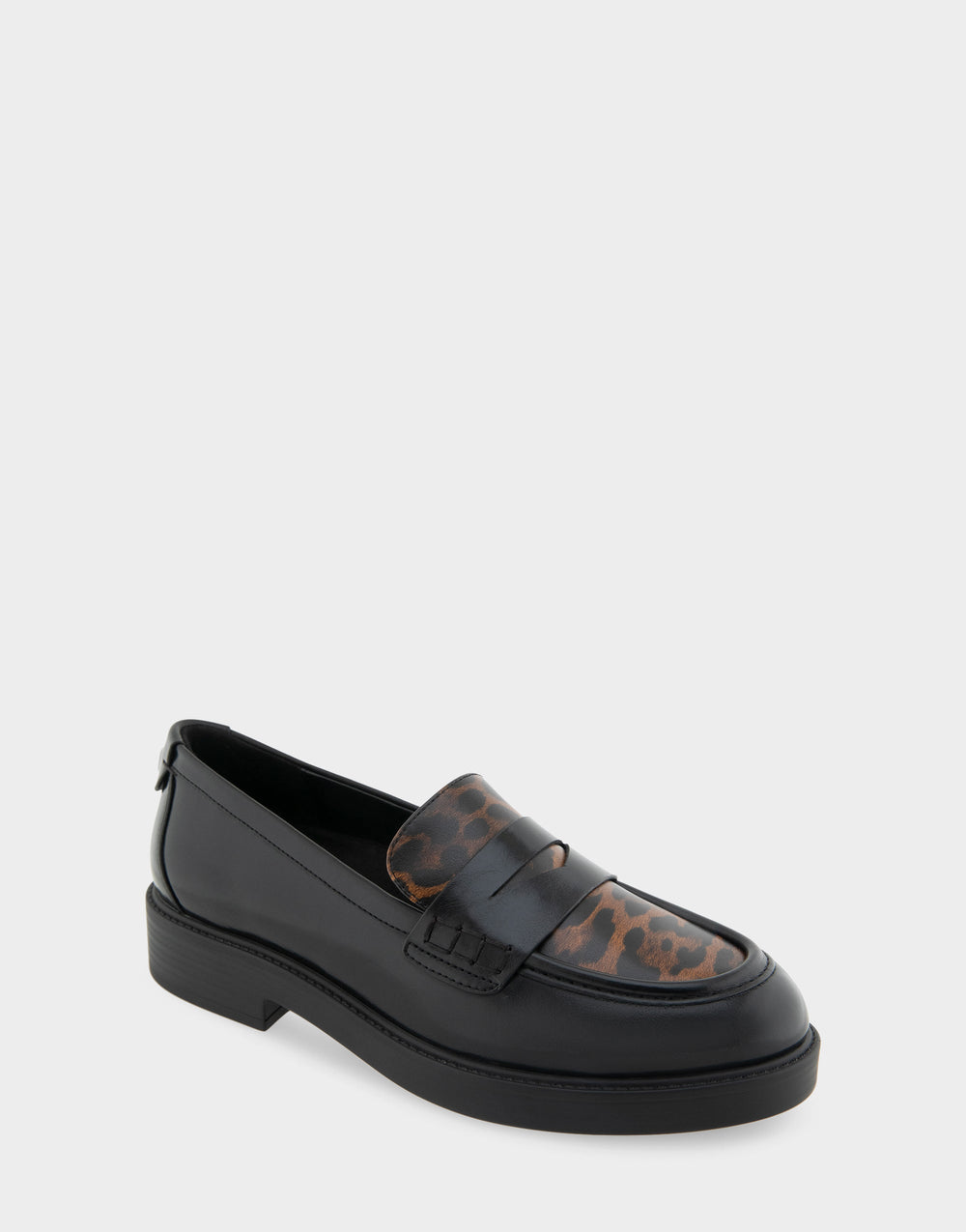 Women's Tailored Loafer in Black/Leopard Faux Leather
