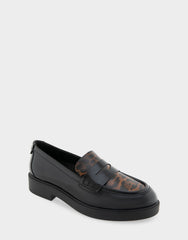 Women's Tailored Loafer in Black/Leopard Faux Leather