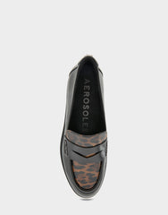 Women's Tailored Loafer in Black/Leopard Faux Leather