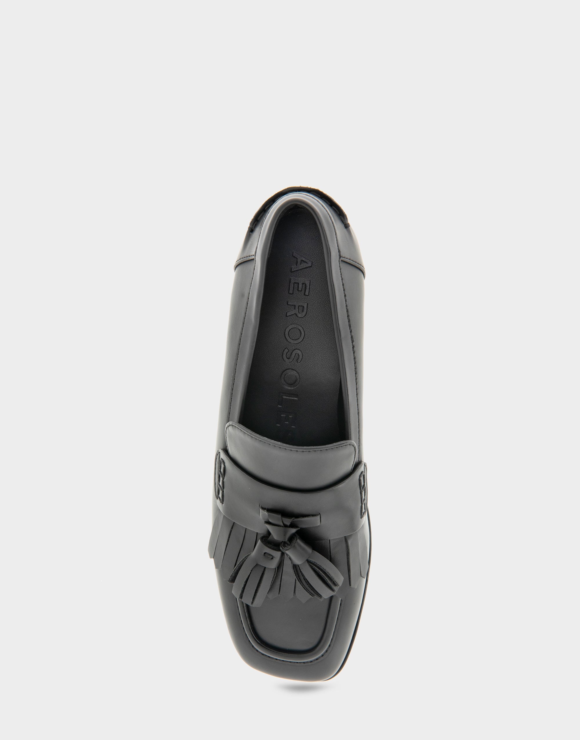 Women's Flatform Loafer in Black Faux Leather