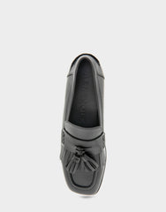 Women's Flatform Loafer in Black Faux Leather