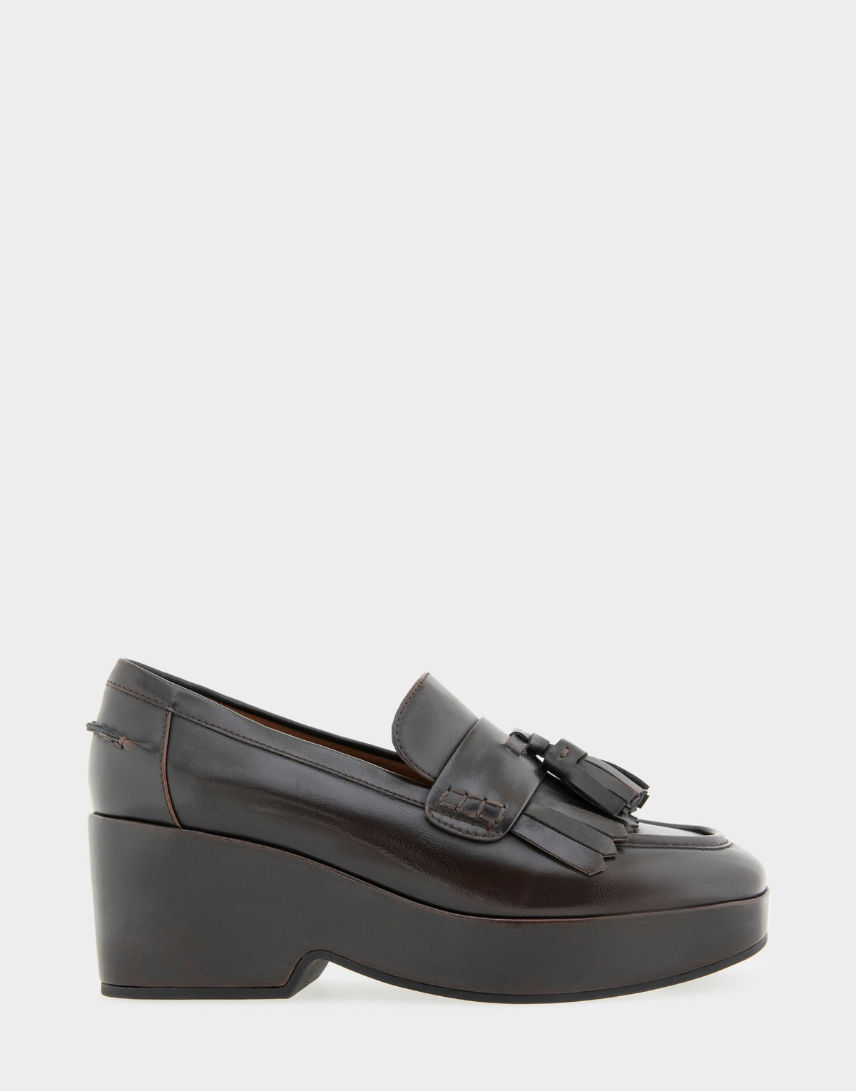 Women's Flatform Loafer in Dark Tan Faux Leather