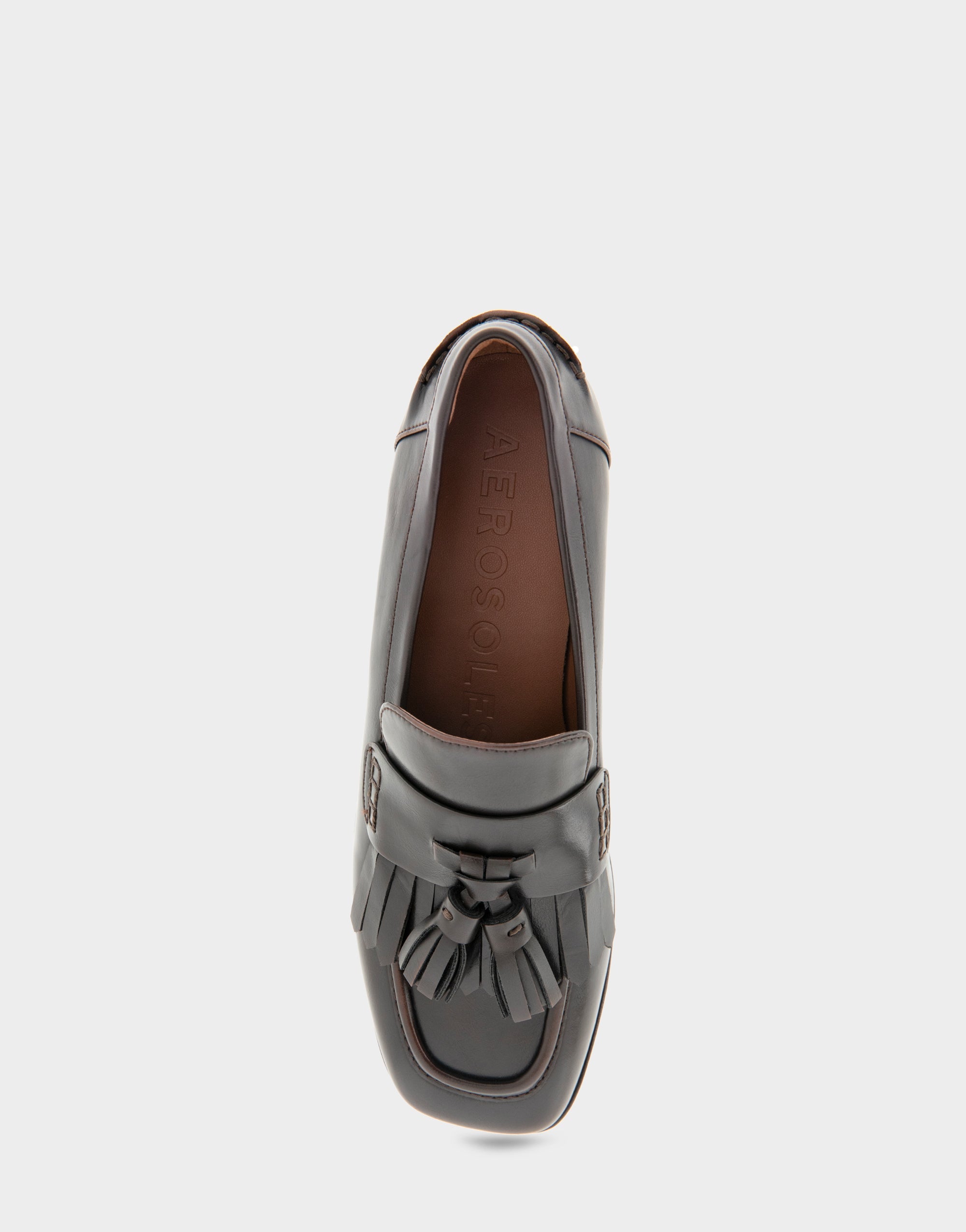 Women's Flatform Loafer in Dark Tan Faux Leather