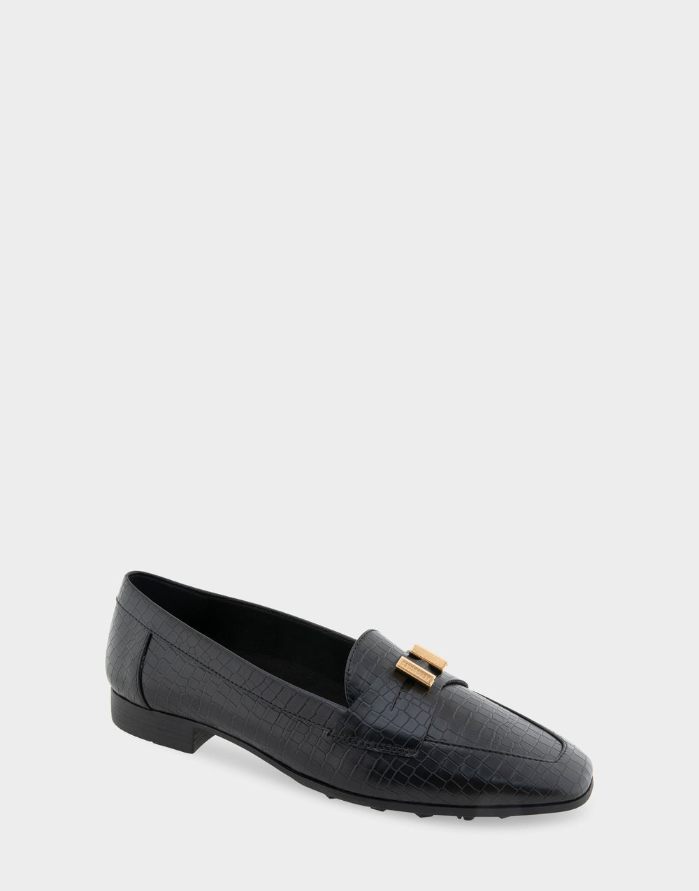 Women's Tailored Loafer in Black Embossed Croco
