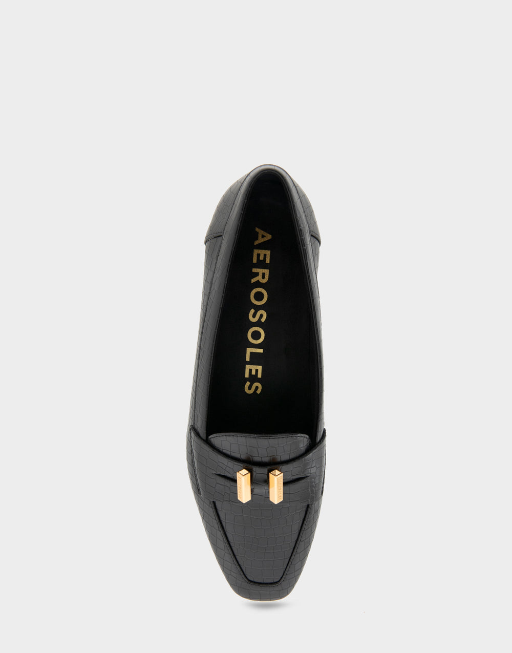 Women's Tailored Loafer in Black Embossed Croco
