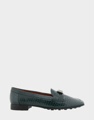 Women's Tailored Loafer in Pine Embossed Croco