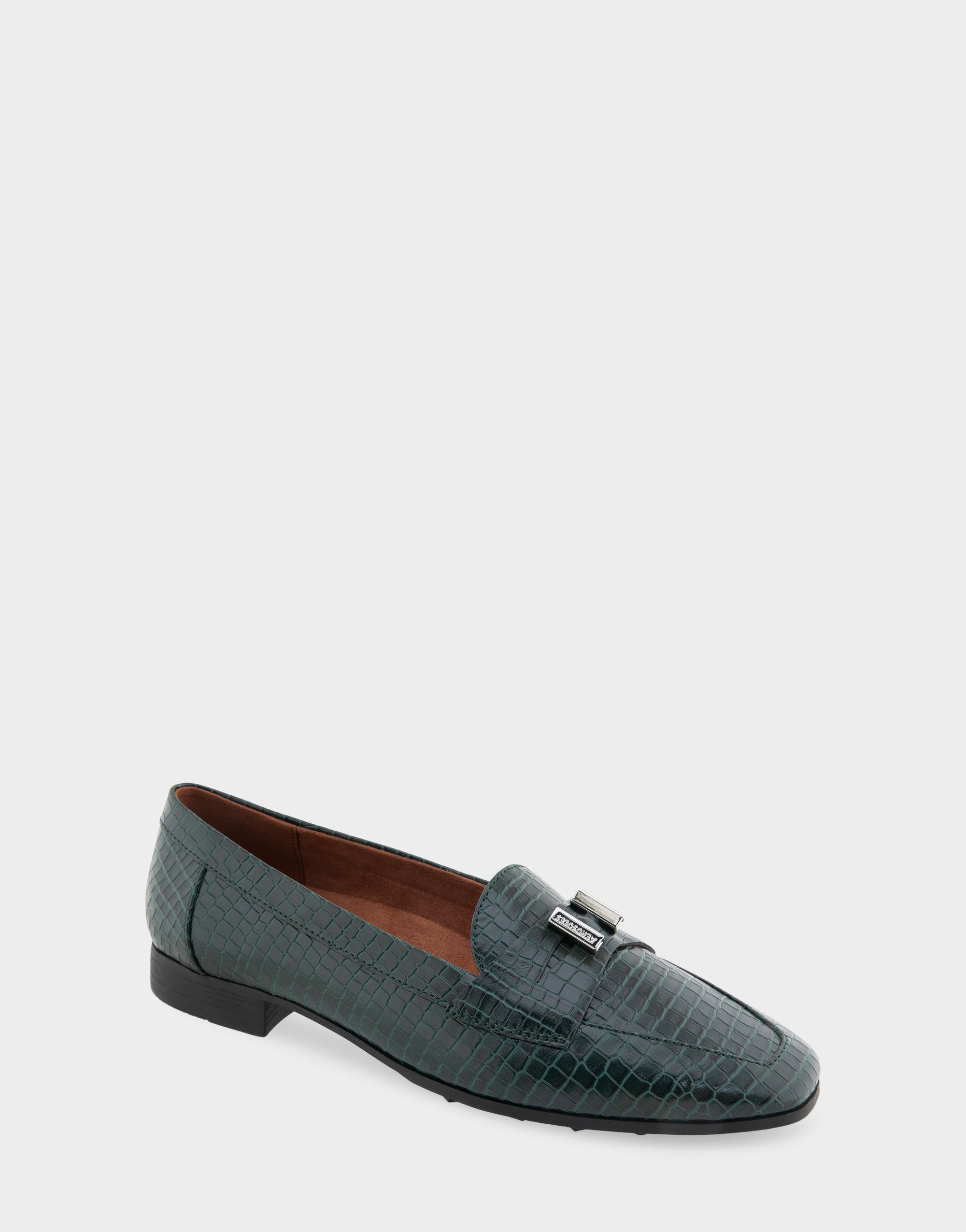 Women's Tailored Loafer in Pine Embossed Croco