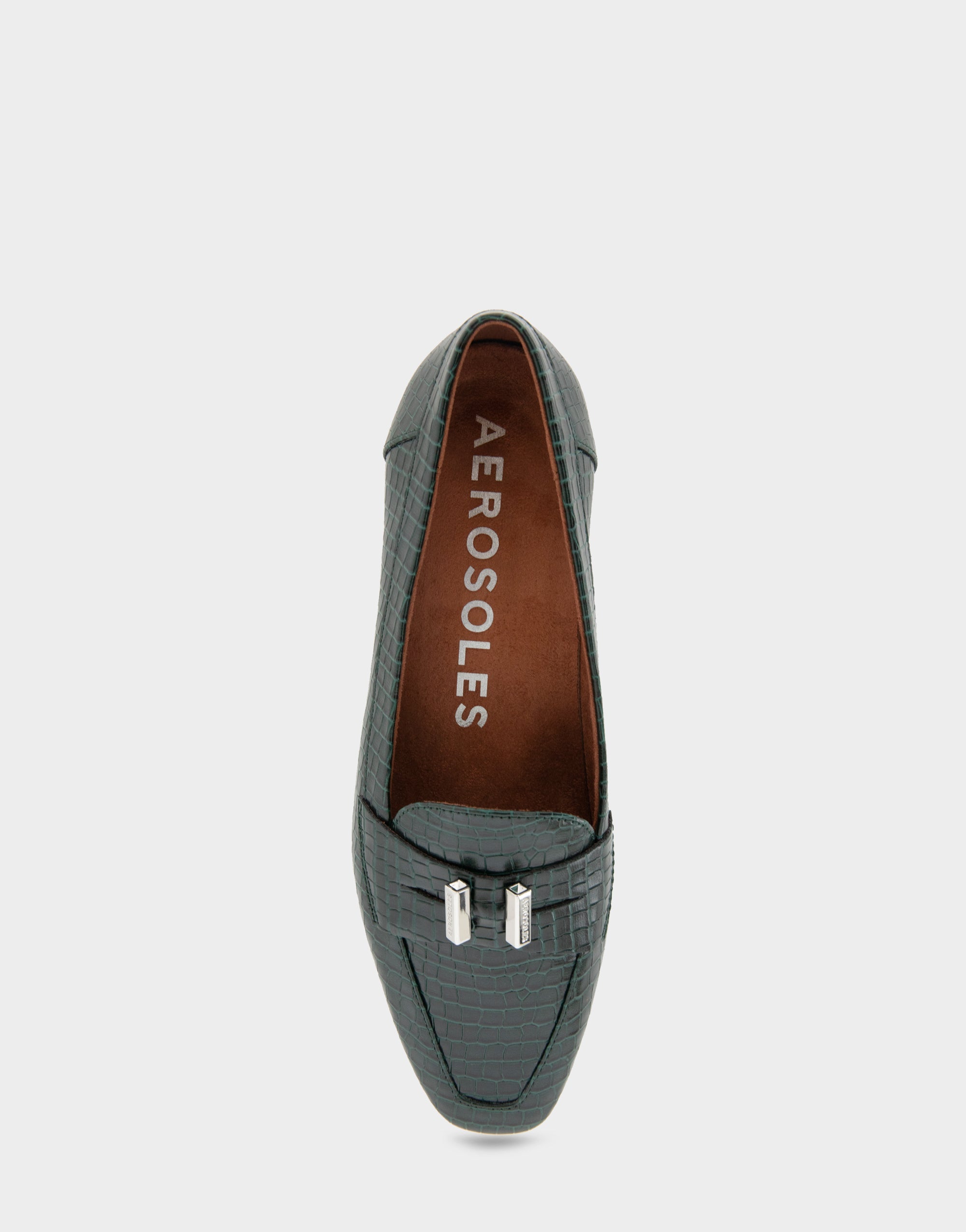Women's Tailored Loafer in Pine Embossed Croco