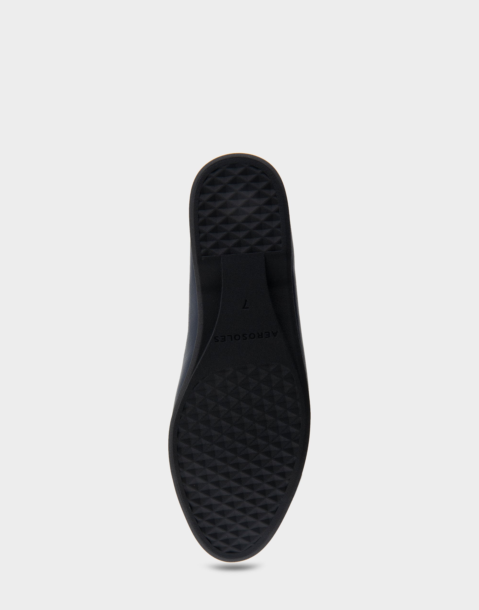 Bia Navy Genuine Leather Ornamented Flat