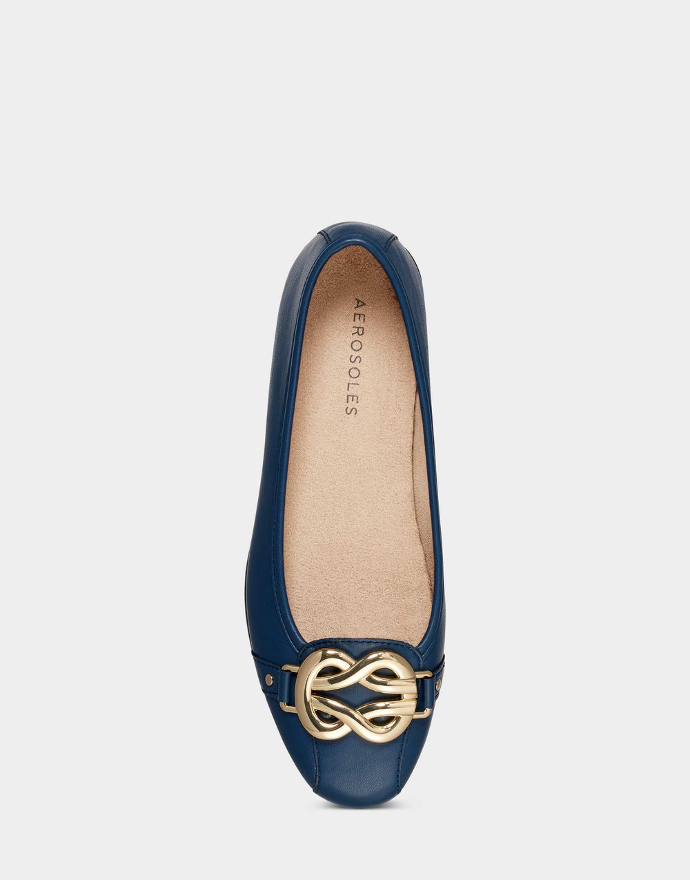 Big Bet Navy Blue Faux Leather Ballet Flat with Gold Hardware