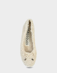 Women's Ballet Flat in Natural Faux Shearling