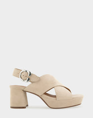 Women's Platform Sandal in Stone Suede