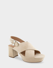 Women's Platform Sandal in Stone Suede