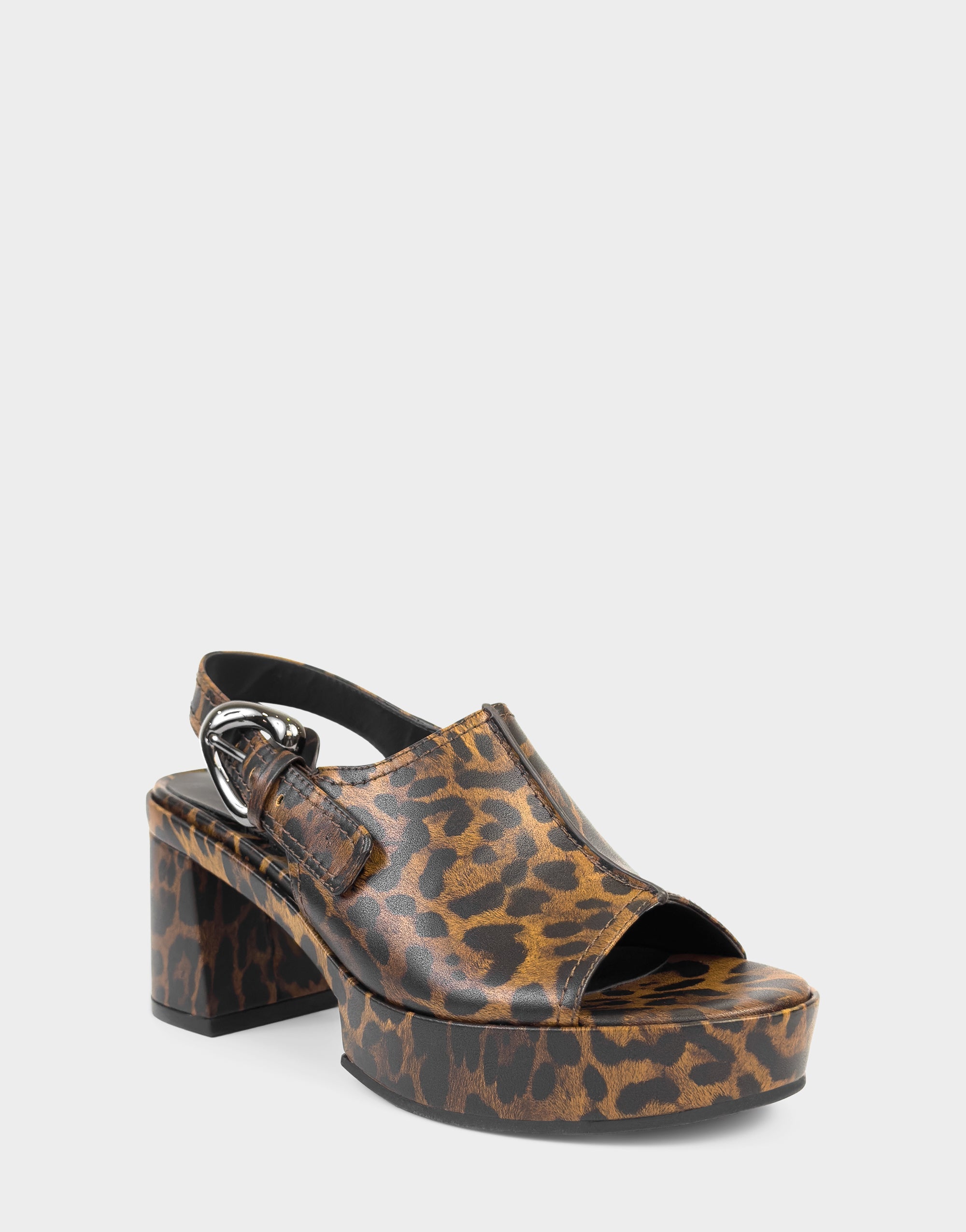 Women's Platform Sandal in Leopard Print Faux Leather