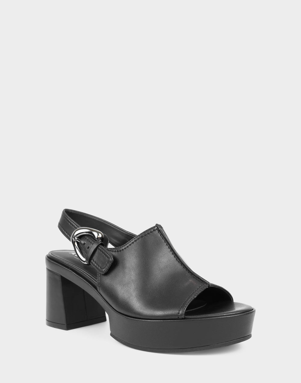 Women's Platform Sandal in Black Stretch Faux Leather