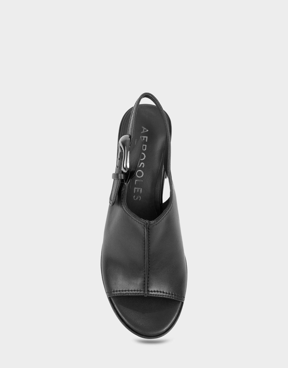 Women's Platform Sandal in Black Stretch Faux Leather