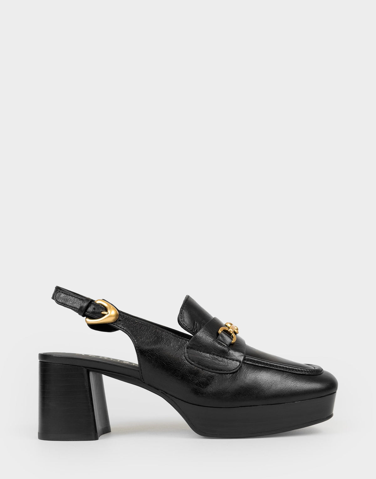 Women's Slingback Platform in Black Leather