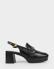 Women's Slingback Platform in Black Leather