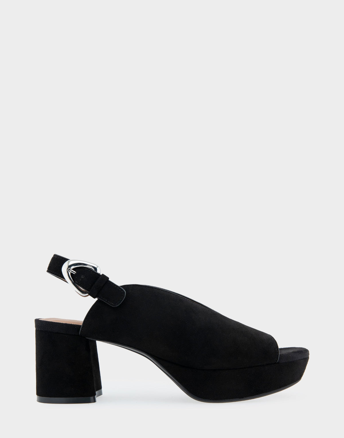 Cornelia Black Suede Peep Toe Platform Sandal