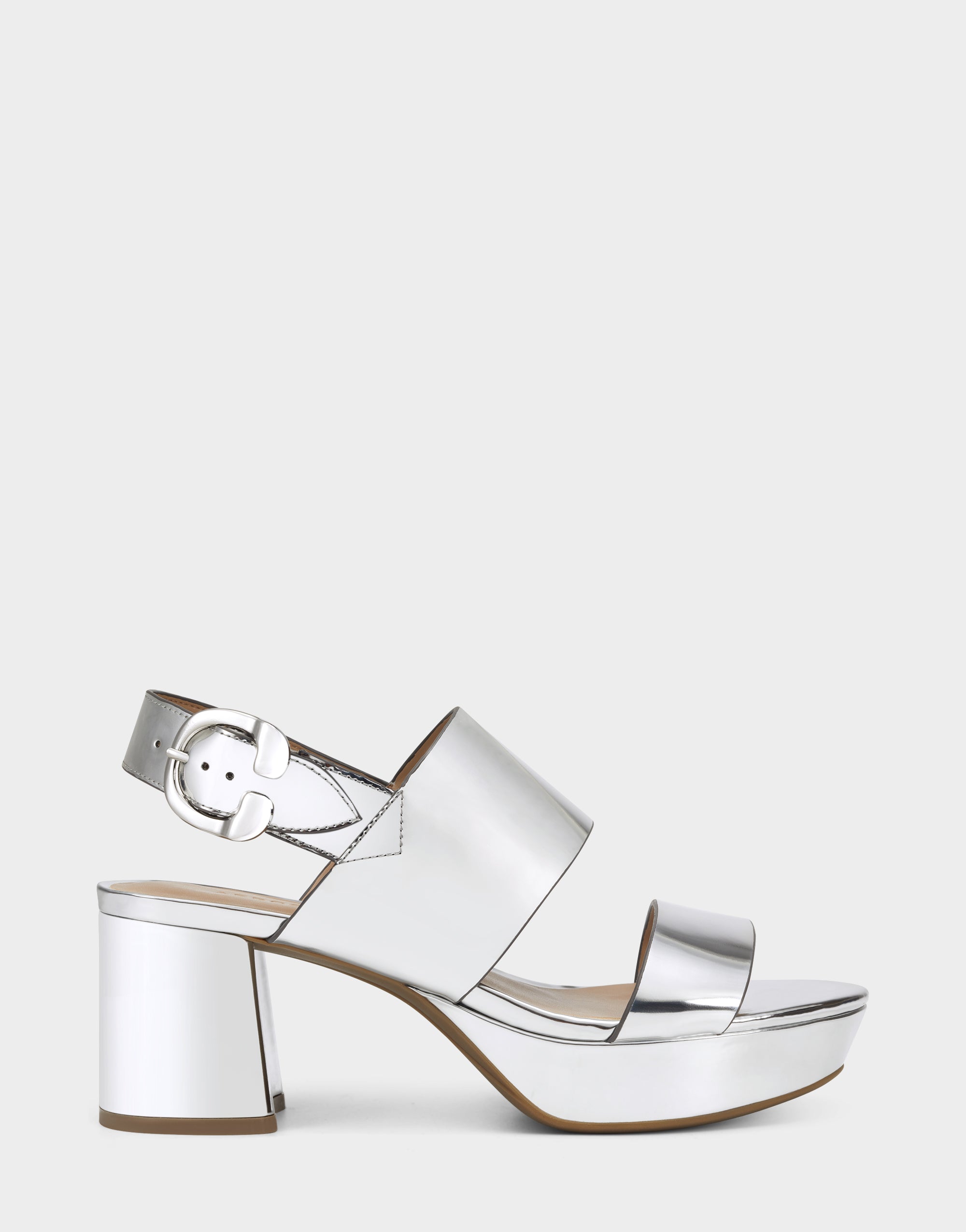 Comfortable Women's Platform Sandal in Silver Metallic Faux Leather