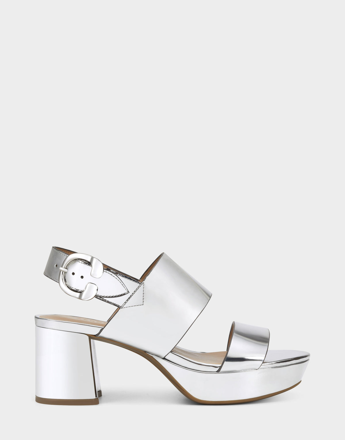 Comfortable Women's Platform Sandal in Silver Metallic Faux Leather