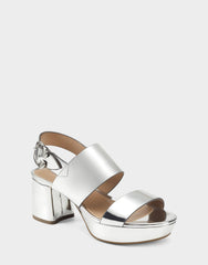 Comfortable Women's Platform Sandal in Silver Metallic Faux Leather