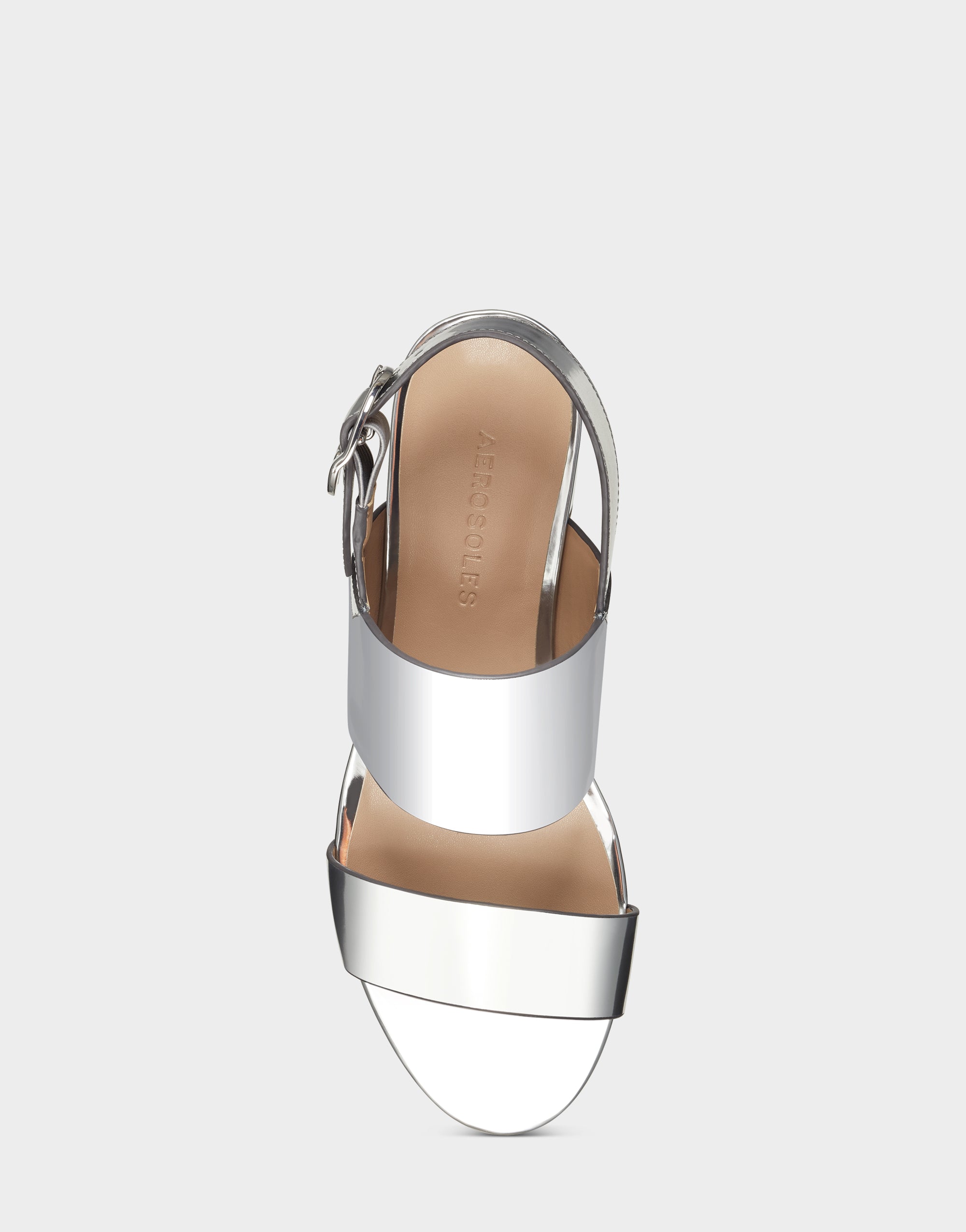 Comfortable Women's Platform Sandal in Silver Metallic Faux Leather