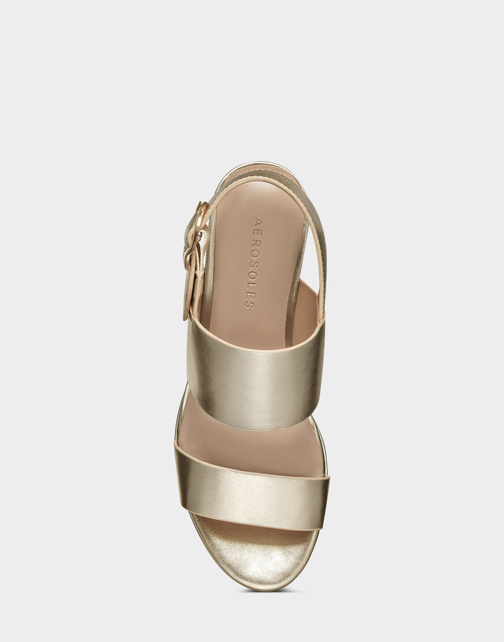 Comfortable Women's Platform Sandal in Gold Metallic Leather