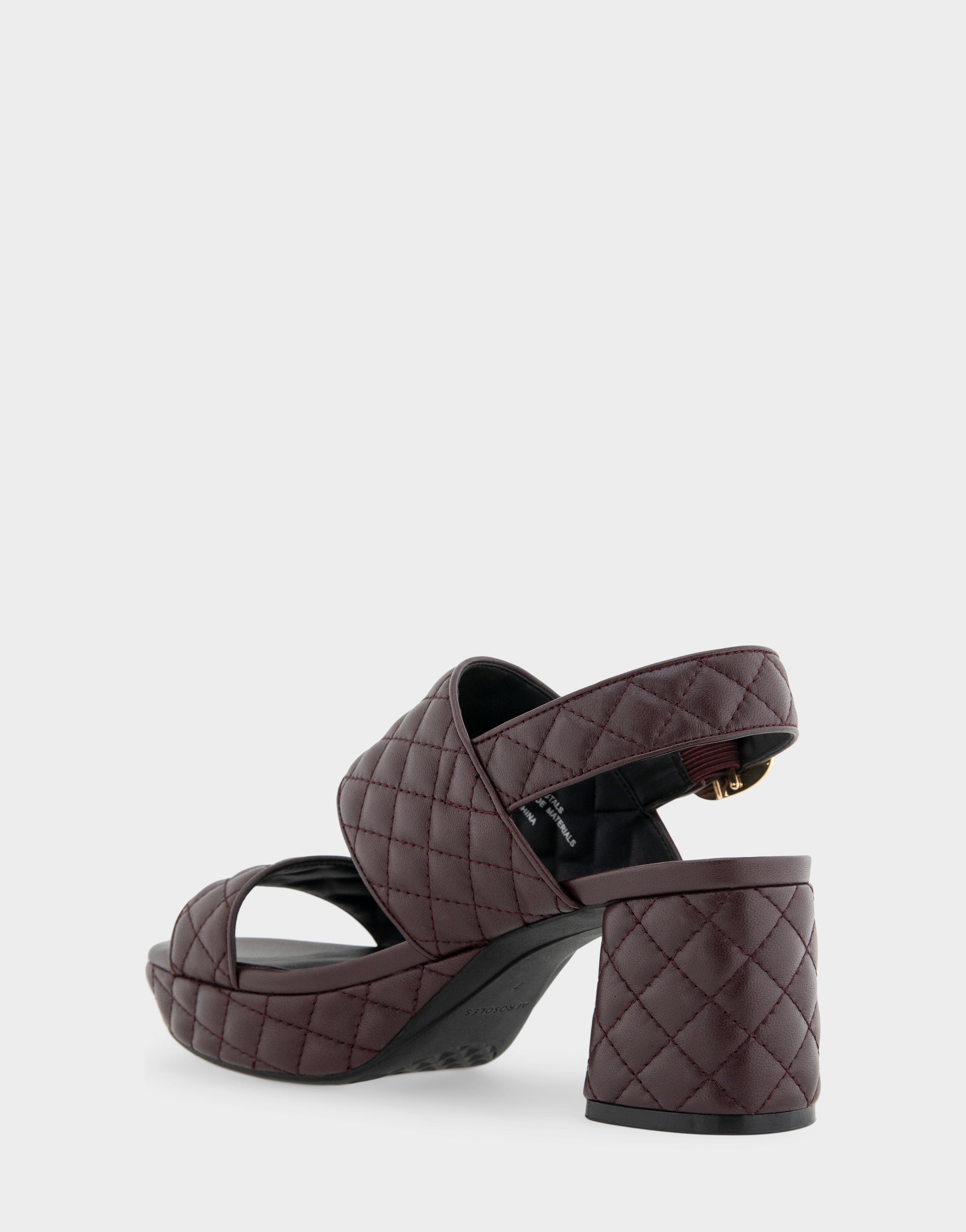 Comfortable Women's Platform Sandal in Deep Aubergine Quilted Leather Leather