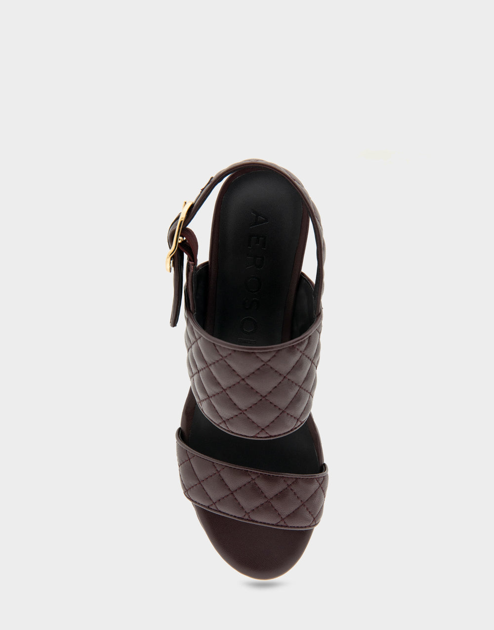 Comfortable Women's Platform Sandal in Deep Aubergine Quilted Leather Leather