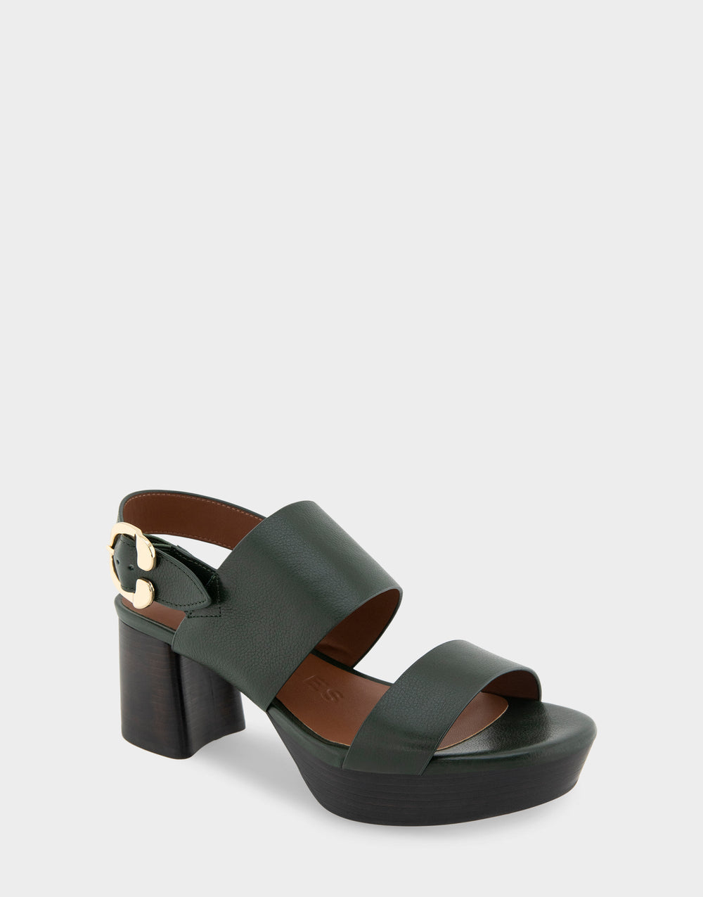 Comfortable Women's Platform Sandal in Fir Green Leather Leather