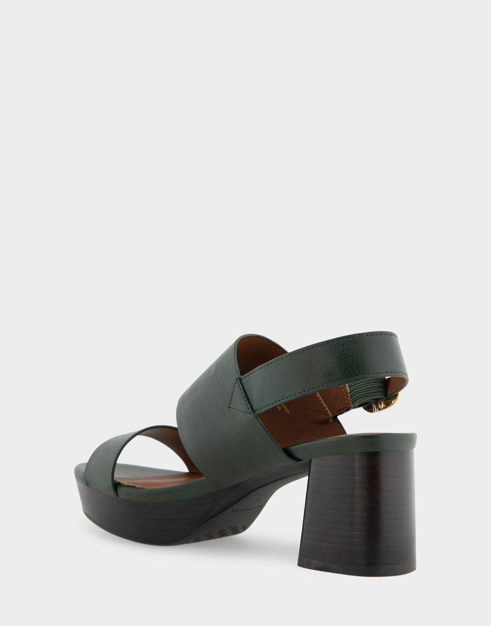 Comfortable Women's Platform Sandal in Fir Green Leather Leather