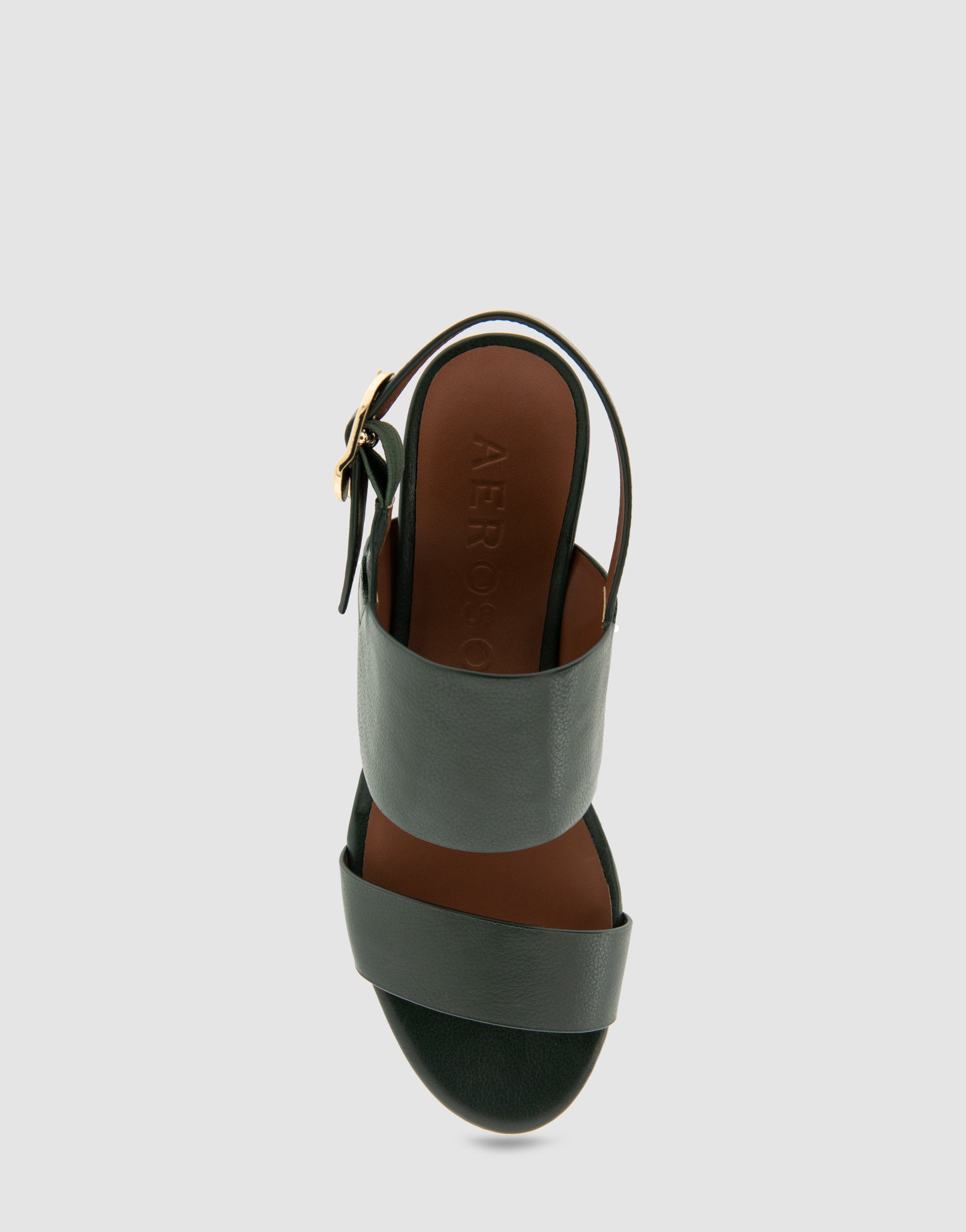 Comfortable Women's Platform Sandal in Fir Green Leather Leather