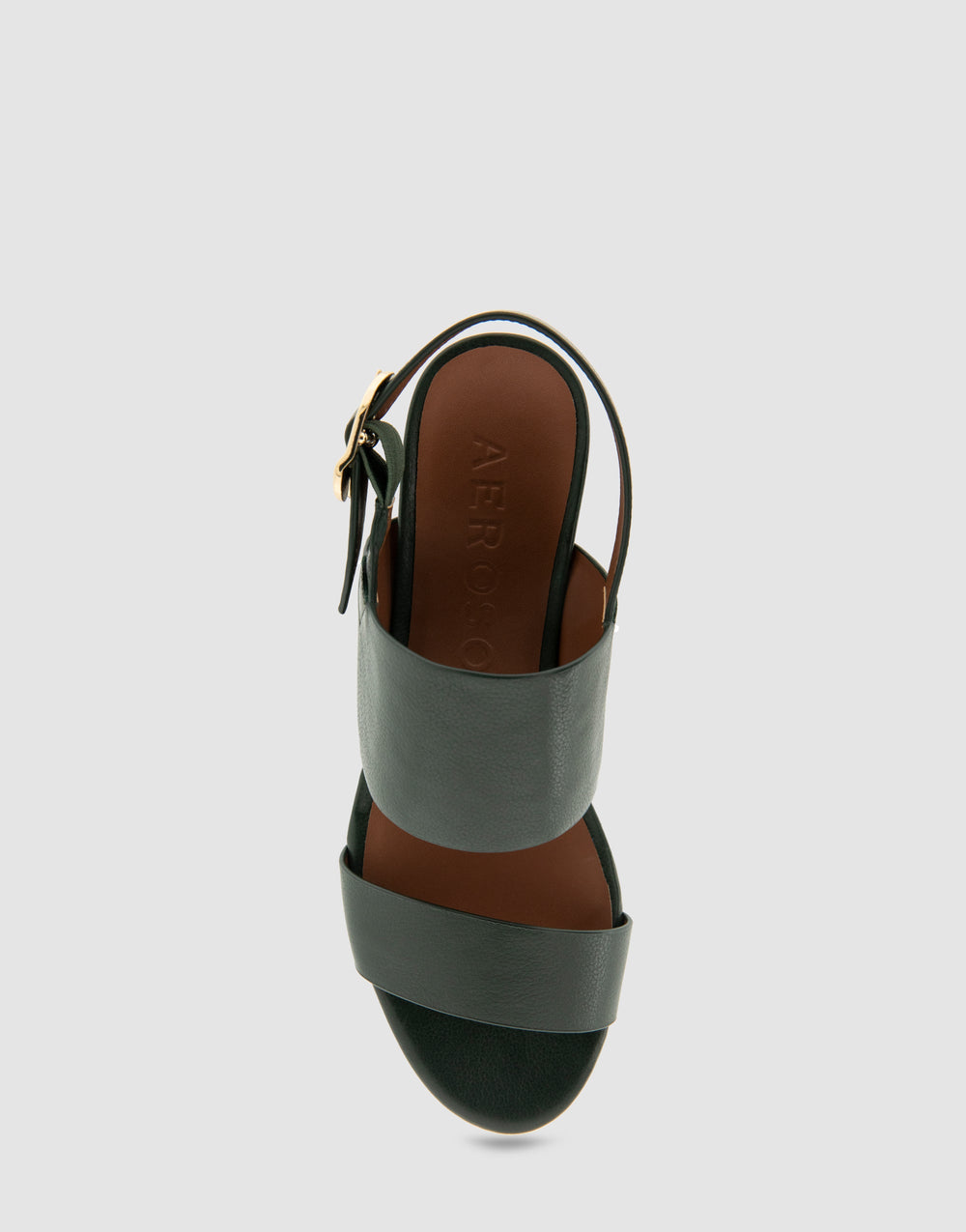 Comfortable Women's Platform Sandal in Fir Green Leather Leather