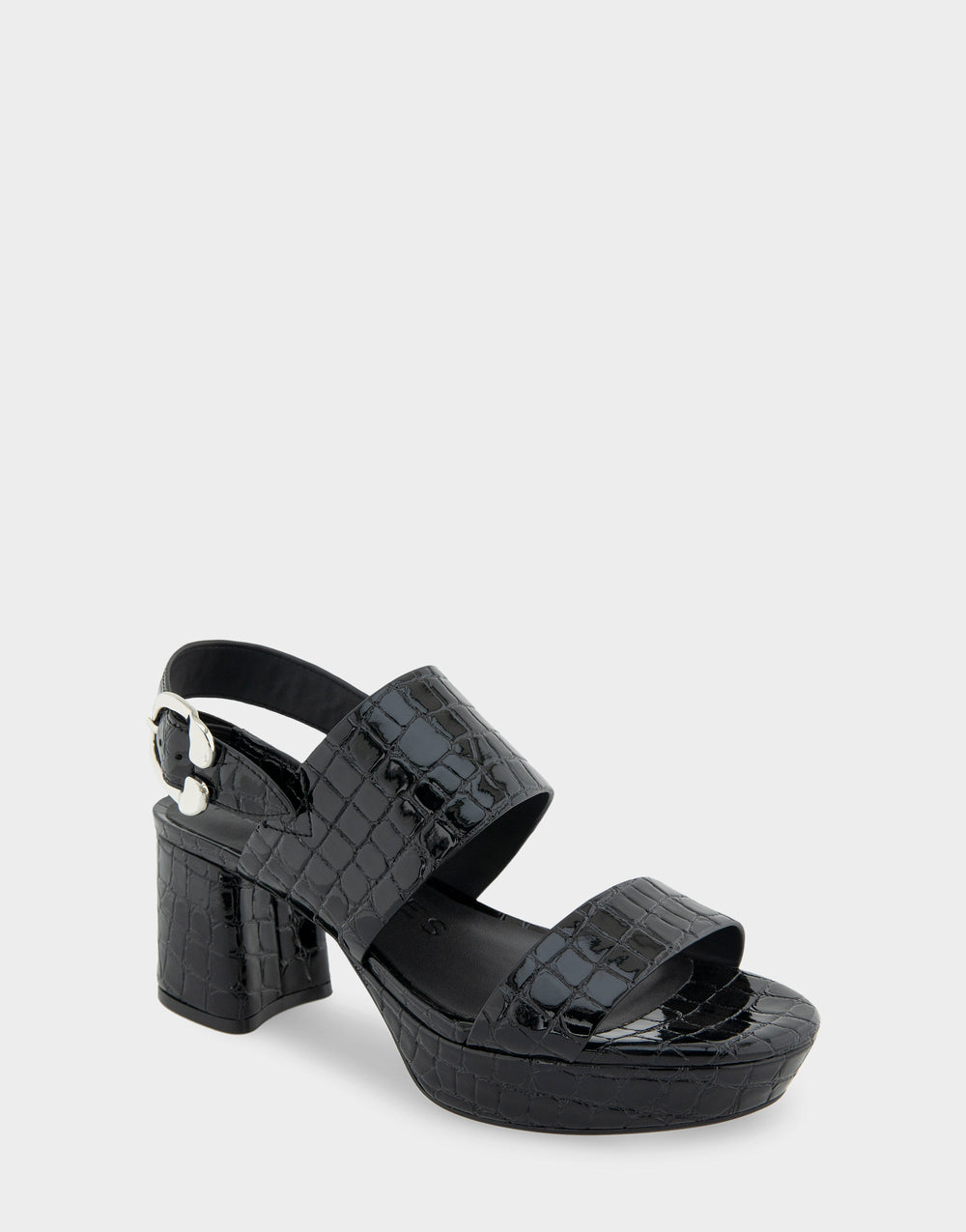 Comfortable Women's Platform Sandal in Black Jelly Croco Black Croco Faux Leather