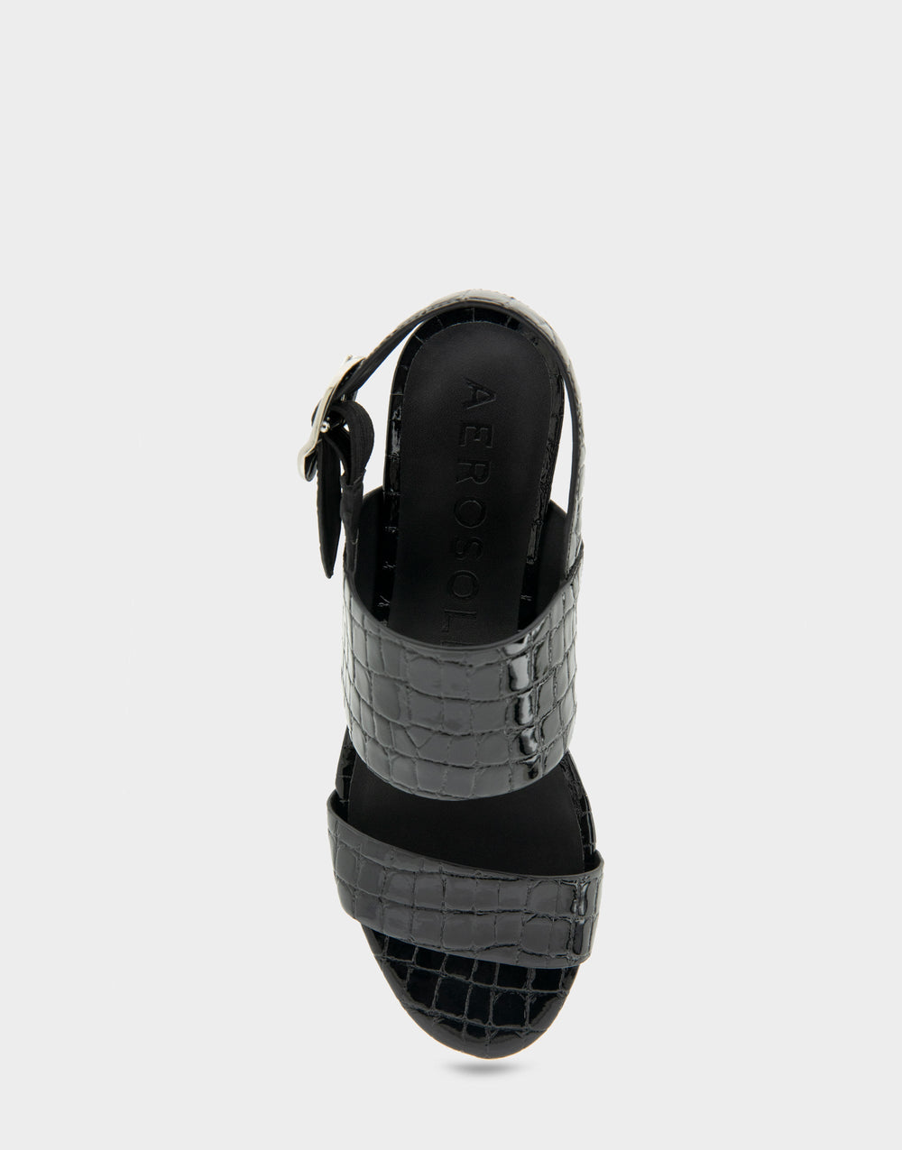 Comfortable Women's Platform Sandal in Black Jelly Croco Black Croco Faux Leather