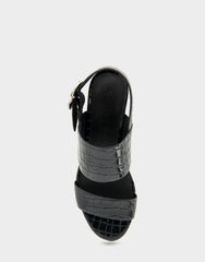 Comfortable Women's Platform Sandal in Black Jelly Croco Black Croco Faux Leather