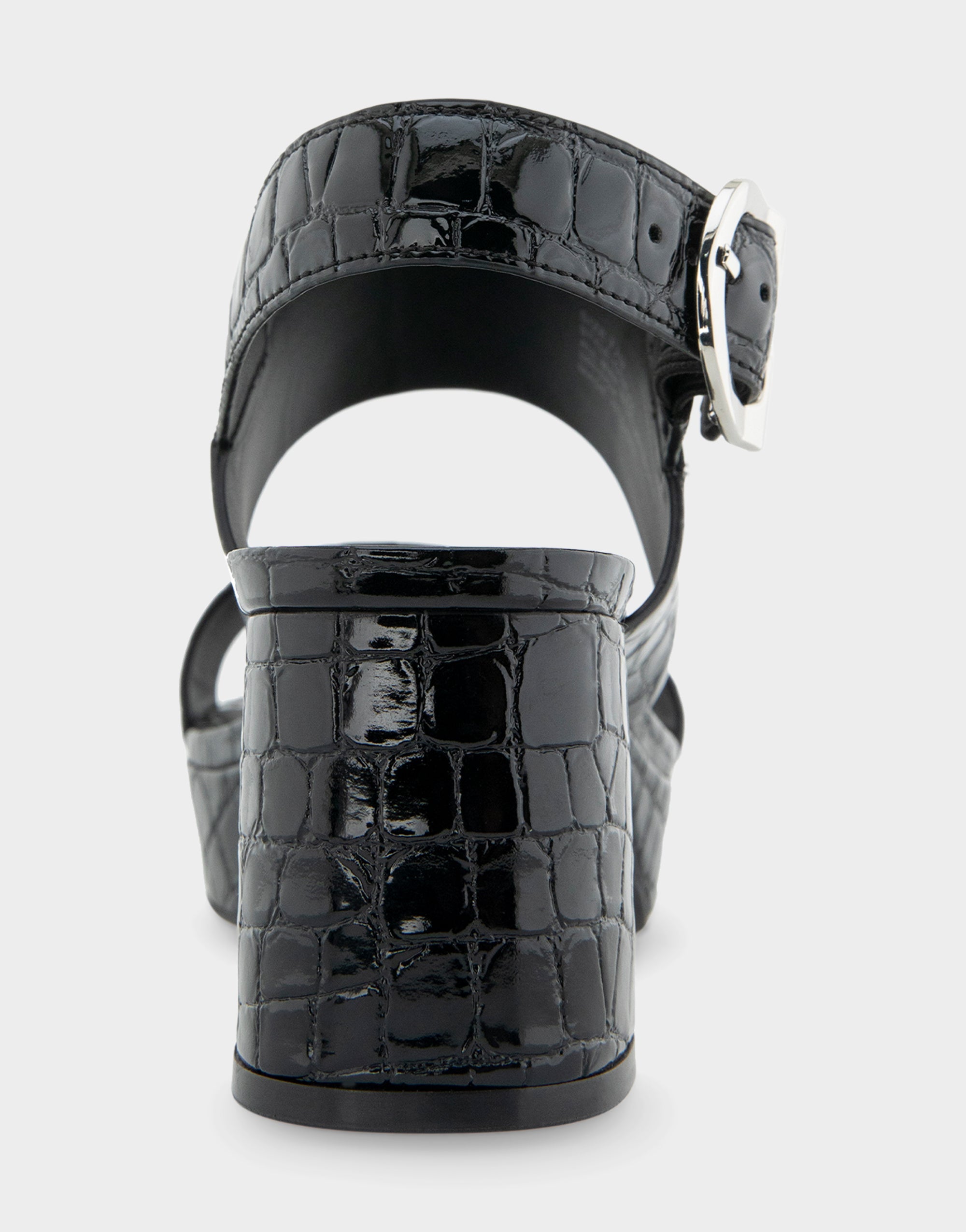 Comfortable Women's Platform Sandal in Black Jelly Croco Black Croco Faux Leather