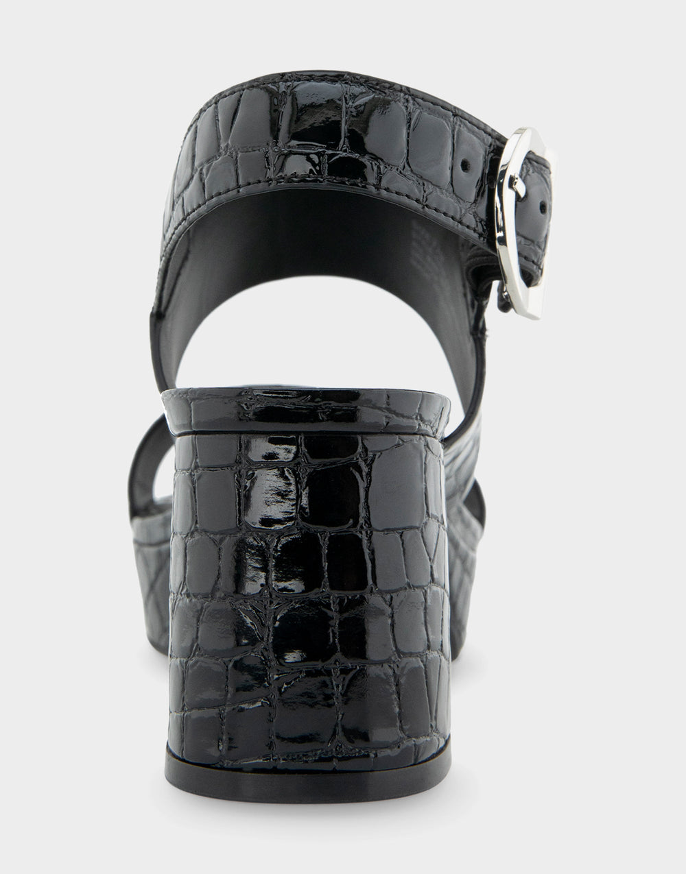 Comfortable Women's Platform Sandal in Black Jelly Croco Black Croco Faux Leather