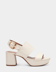 Comfortable Women's Platform Sandal in Eggshell Leather