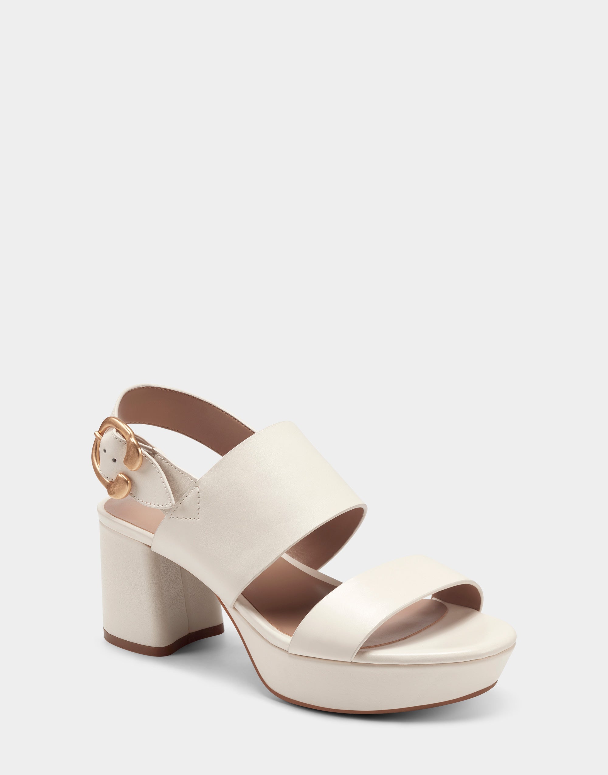 Comfortable Women's Platform Sandal in Eggshell Leather