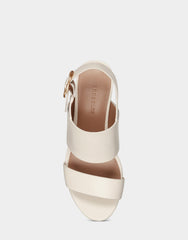 Comfortable Women's Platform Sandal in Eggshell Leather
