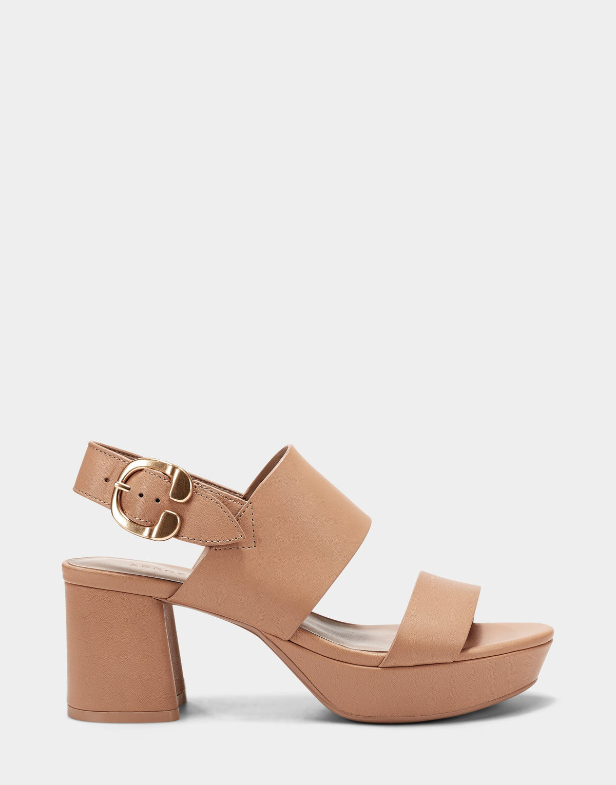 Comfortable Women's Platform Sandal in Nude Leather