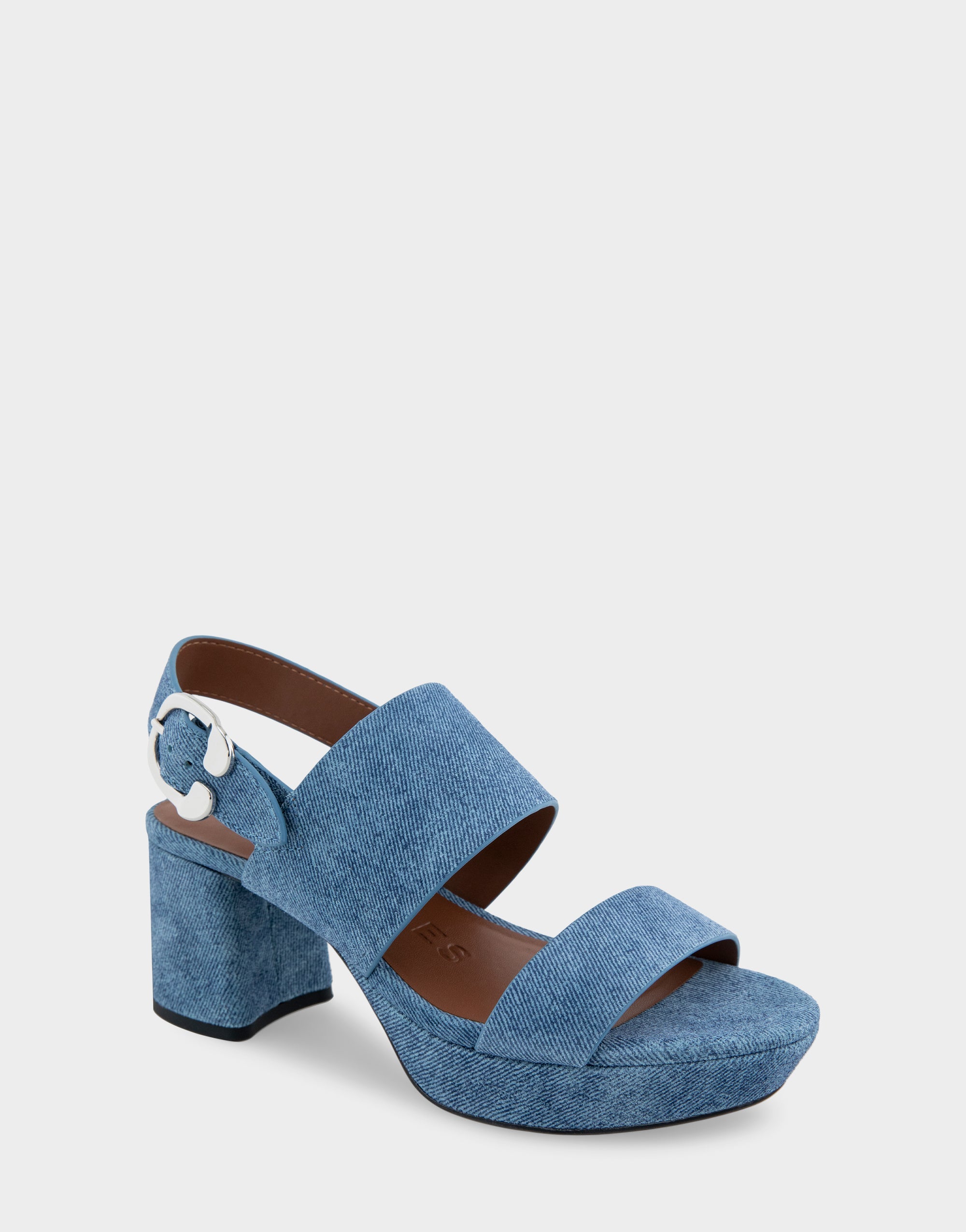 Comfortable Women's Platform Sandals in Blue Denim Suede