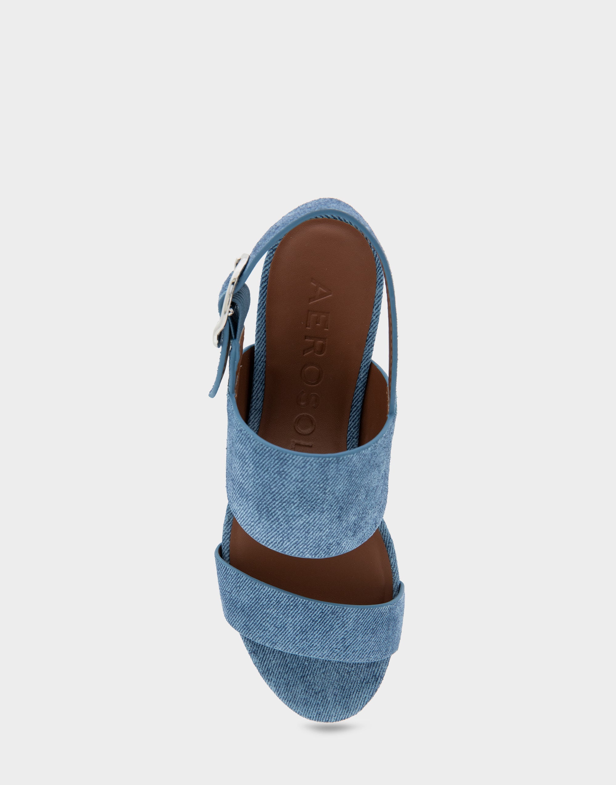 Comfortable Women's Platform Sandals in Blue Denim Suede